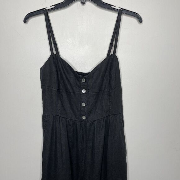 MADEWELL Jumpsuit Women 4 Black Sleeveless Wide-Leg NEW 100% Linen NL437 - Picture 4 of 14